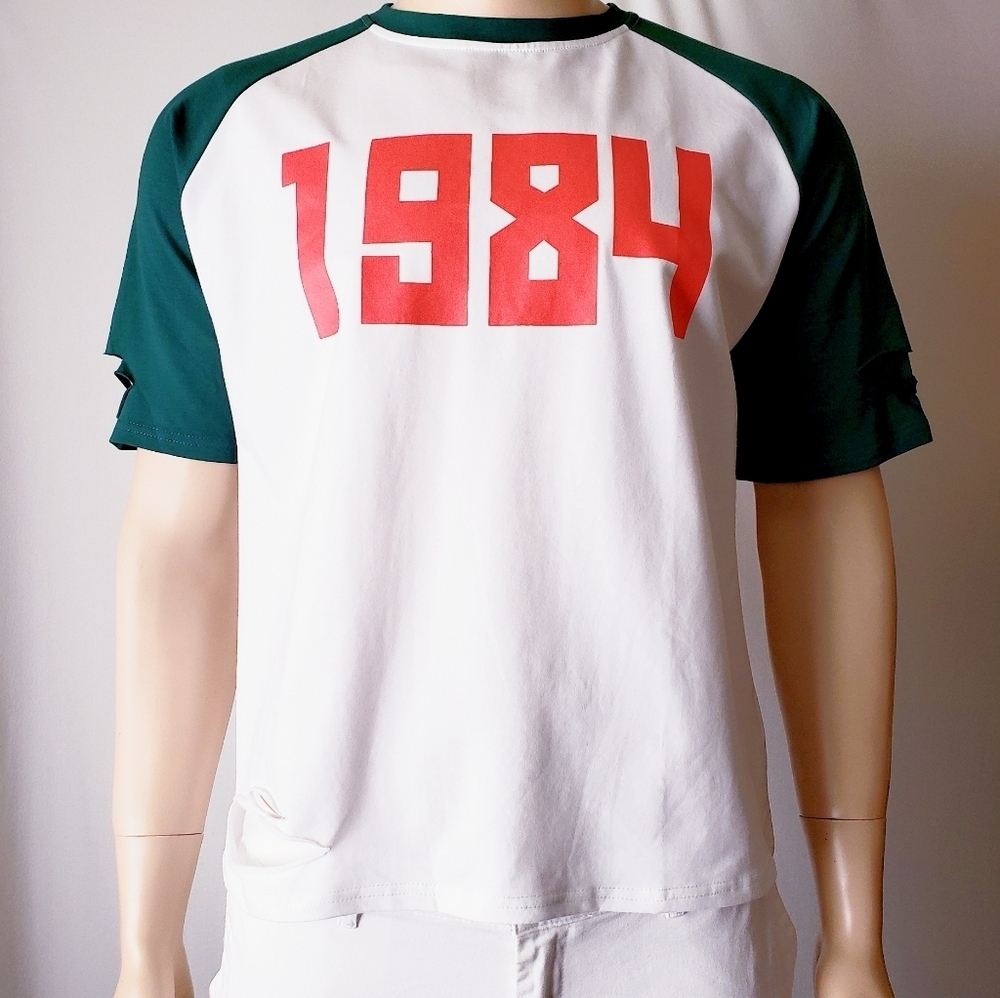 Venchy Kim Green & Red "1984" Distressed  T-Shirt